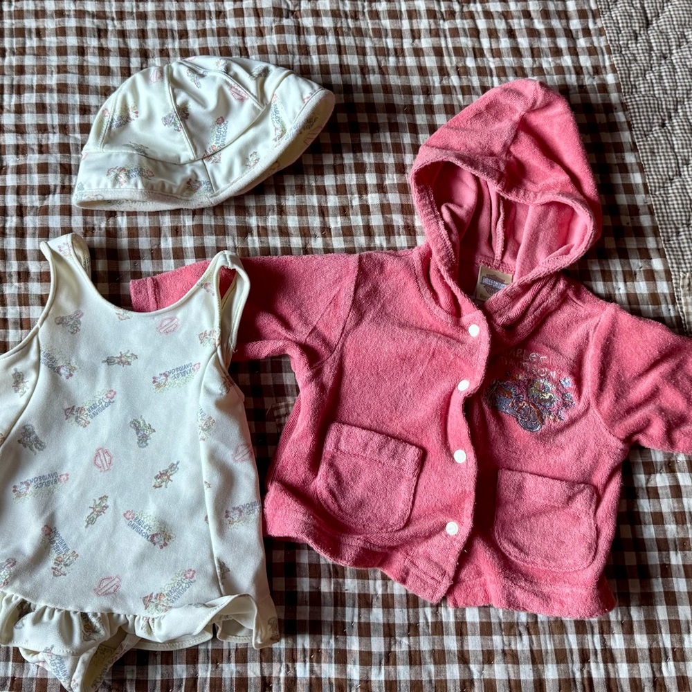 VTG Harley-Davidson 3 Piece Baby Outfit Size 3-6 months